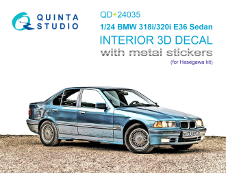 3D Декаль интерьера кабины BMW 318i/320i E36 Sedan (Hasegawa) (с металлостикерами)