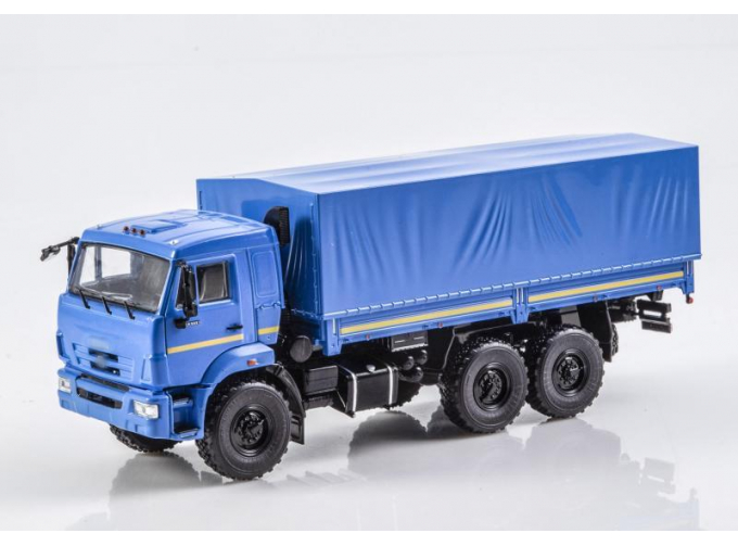 Камский грузовик 43118 рестайлинг бортовой с тентом, синий