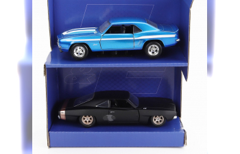 CHEVROLET Set 2x Camaro Ss 396 (1969) - Dodge Charger (1968) - Fast & Furious, Blue Black