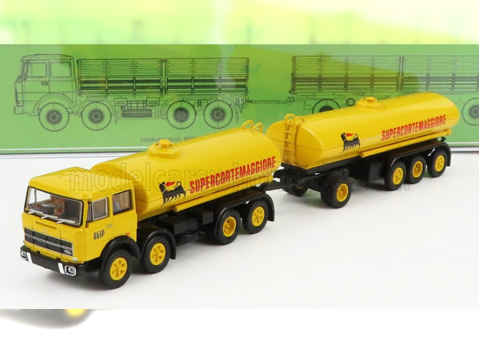 FIAT 691 Millepiedi Tanker Truck Agip Supercortemaggiore 1961, Yellow Black