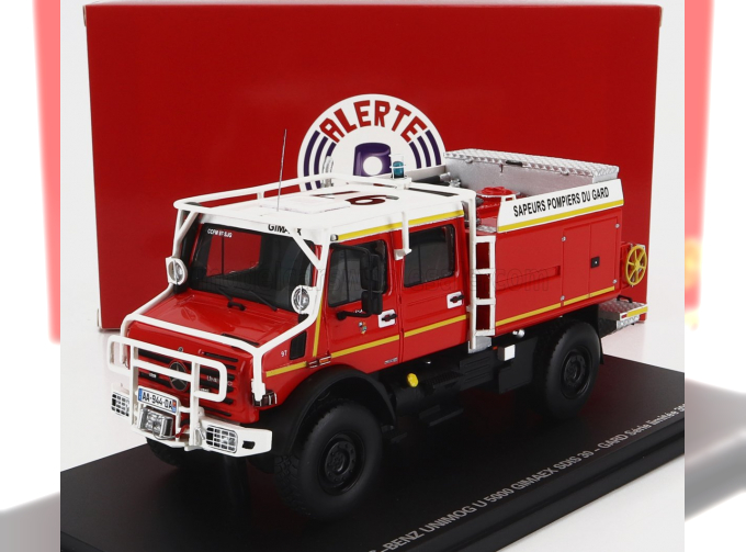 MERCEDES BENZ Unimog U5000 Double Cabine Tanker Truck Sapeurs Pompiers Du Gard Sdis 30 (1994), Red White