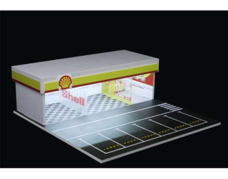 Diorama *Shell garage with light*, yellow/red