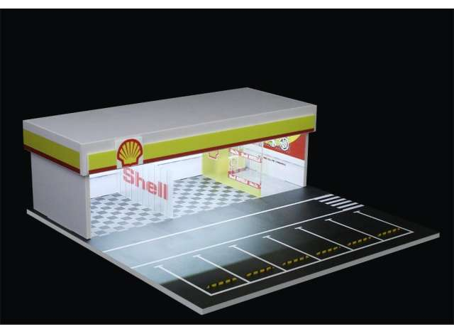 Diorama *Shell garage with light*, yellow/red