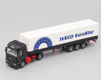 IVECO EuroStar Pritschen-Sattelzug, black / white