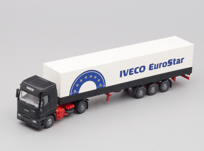 IVECO EuroStar Pritschen-Sattelzug, black / white