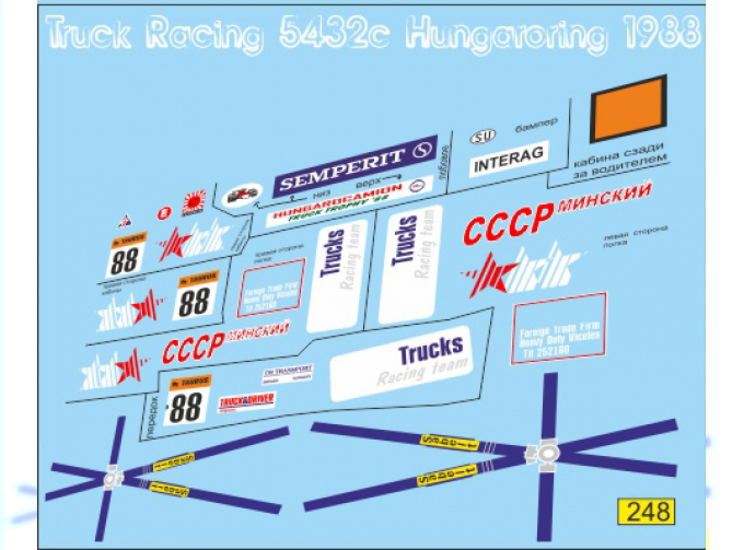Декаль Минский 5432С №88 кольцевой команда Минский-TRT 1988 г