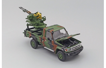 TOYOTA Land Cruiser J79 Armed Pickup with Anti-Aircraft Gun, military green camouflage