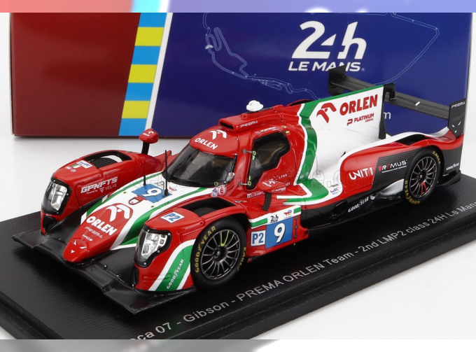 ORECA Gibson 07 Gk428 4.2l V8 Team Prema Orlen N9 2nd Lmp2 Class 24h Le Mans (2022) R.Kubica - L.Deletraz - L.Colombo, Red White Green