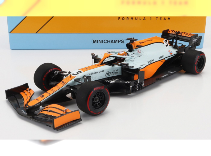 McLAREN F1 Mcl35l Mercedes M12 Eq Power+ Team Mclaren N 3 Monaco Gp (2021) Daniel Ricciardo, Orange Light Blue