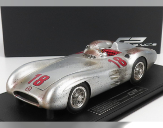 MERCEDES-BENZ F1 W196r Streamliners N18 Winner France Gp (dirty Version) Juan Manuel Fangio 1954 World Champion - Con Vetrina - With Showcase, Silver
