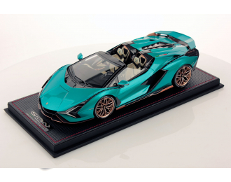 LAMBORGHINI Sian Fkp 37 Hybrid Roadster Open (2020) - Con Vetrina - With Showcase, Blue Green Met