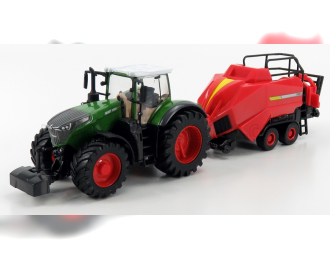 FENDT Vario 1050 Tractor With Baler Lifter Trailer (2016), Green Grey Red