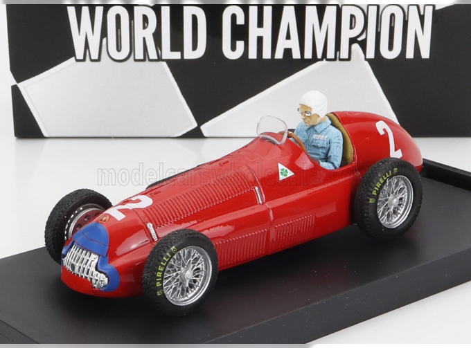 ALFA ROMEO F1 158 N 2 World Champion Winner English Gp Nino Farina 1950 - With Driver Figure, Red