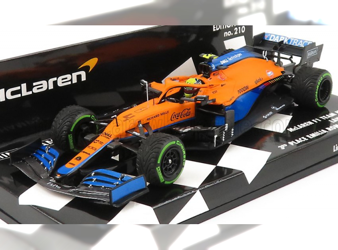 McLAREN F1 Mcl35l Mercedes M12 Eq Power+ Team Mclaren N 4 3rd Emilia Romagna Italy Gp 2021 Lando Norris, Orange Light Blue