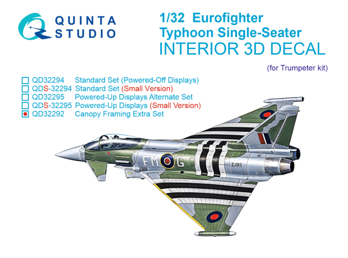 3D Декаль Внутренний переплет остекления и дополнения для Eurofighter Typhoon EF-2000/2000A Одноместный (Trumpeter)