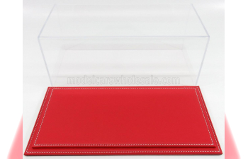 VETRINA DISPLAY BOX Maranello Base In Pelle Rossa - Leather Base Red - Lungh.lenght Cm 32.5 X Largh.width Cm 16.5 X Alt.height Cm 12.5 (altezza Interna 11.5 Cm ), Plastic Display