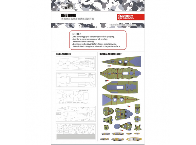 Маска окрасочная HMS HOOD RC Brass Upgrade Kits for 03710