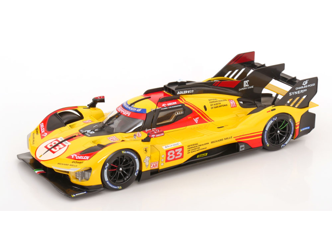 FERRARI 499p 3.0l Turbo V6 Team Af Corse №83 24h Le Mans (2024) Robert Kubica - Robert Shwartzman - Yifei Ye, Yellow Red
