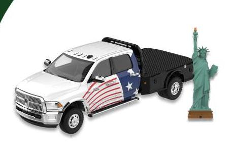 RAM 3500 Dually Flatbed with Statue of Liberty Figurine - America 250 Edition, white / red / blue 1964