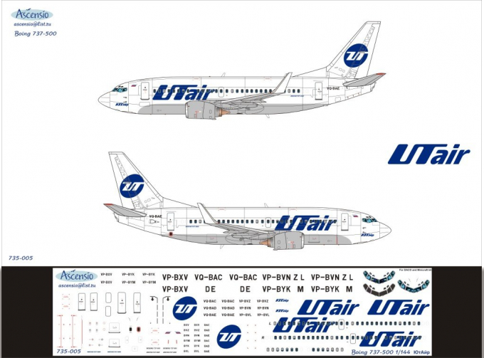 Декаль на самолет боенг 737-500 (ЮтАйр)