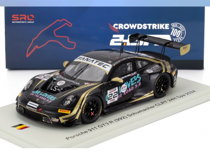 PORSCHE 911 992 Gt3 R 4.2l Team Schumacher Clrt №22 24h Spa (2024) Ayhancan Guven - Laurin Heinrich - Dorian Boccolacci, Black Gold