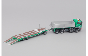 MAN TGS M 4-axle Dump Truck / Goldhofer TU-4 Lowboy "Trost", green / aluminum / black