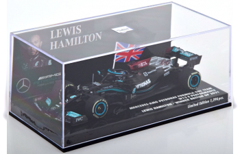 MERCEDES-BENZ GP F1 W12 Mercedes M12 Eq Power+ Team Amg Petronas Motorsport Formula One N 44 Winner British Silverstone Gp With Flag 2021 Lewis Hamilton, Black Green