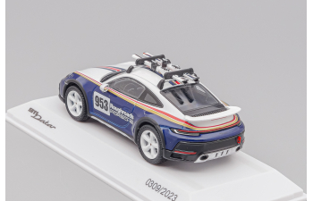 PORSCHE 911 992 №953 Rally Dakar Roughroads With Ski (2023), White Blue