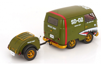 VOLKSWAGEN T1 Kool Kombi Army Fighter (2023), olive-green golden red