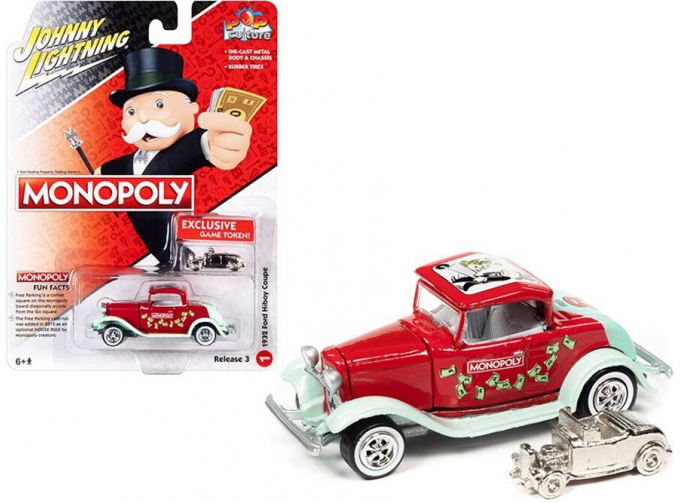 FORD Hi Boy Coupe (Free Parking) Monopoly (1932), Red/light Green