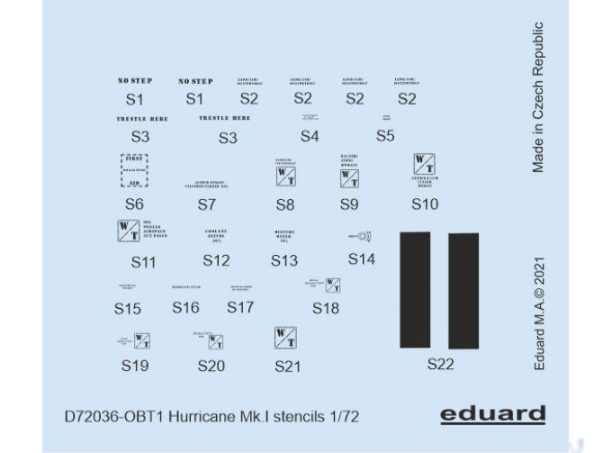 Декаль Hurricane Mk. I тех.надписи