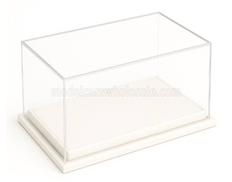 Бокс акриловый с подставкой из кожи белого цвета для касок