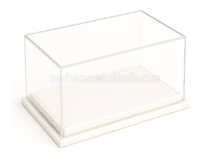 Бокс акриловый с подставкой из кожи белого цвета для касок