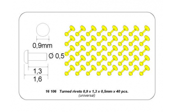 Turned rivets 0,9 x1,3 x 0,5mm 40 pcs.