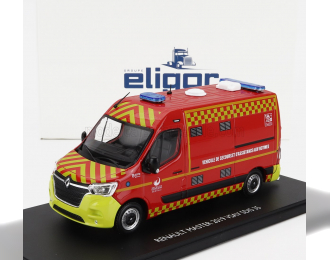 RENAULT Master Van Vsav Sdis 35 Vehicule De Secours Et D'assistance Aux Victimes Sapeurs Pompiers (2019), Red Yellow