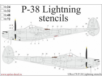 Декаль для P-38 Lightning, тех. надписи