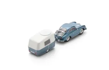 PORSCHE 356A Coupe  With Trailer Eriba Roulotte (1955), blue