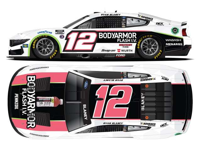 Ford Mustang #12 Ryan Blaney *Bodyarmor Flash I.V.*, white/pink/black 2024