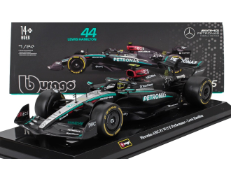MERCEDES-BENZ GP F1 W15 Eq Performance Team Amg Petronas Motorsport №44 Season (2024) Lewis Hamilton - With Pilot And Showcase, Black Silver Green