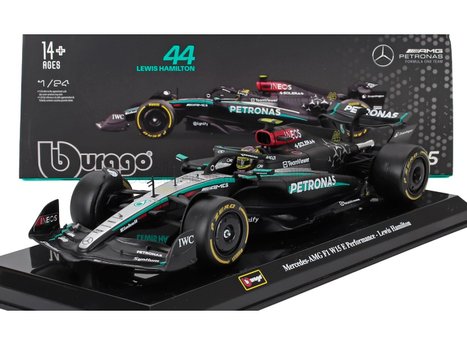 MERCEDES-BENZ GP F1 W15 Eq Performance Team Amg Petronas Motorsport №44 Season (2024) Lewis Hamilton - With Pilot And Showcase, Black Silver Green