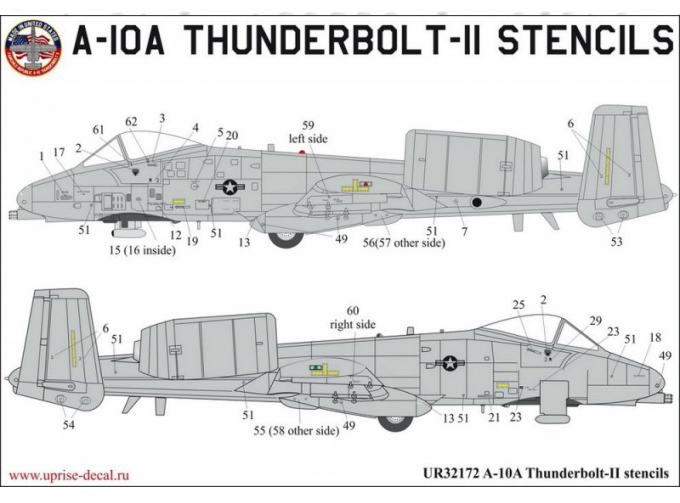 Декаль A-10A Thunderbolt stencils