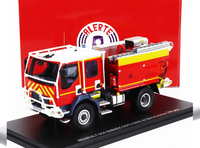 RENAULT D14 4x4 Tanker Truck Gimaex Ccfu Sdis 34 Sapeurs Pompiers (2013), Red Yellow