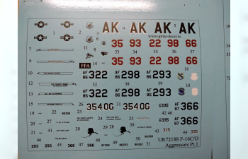 Декаль F-16C/D Fighting Falcon - Aggressors Pt.1, с тех. надписями, FFA (удаляемая лаковая подложка)