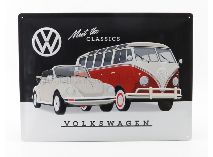 ACCESSORIES 3d Metal Plate - Volkswagen Classic, Black White Red