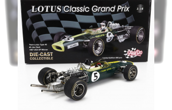 LOTUS F1 49 Team Lotus №5 Winner Usa Gp (1967) Jim Clark, Green Yellow