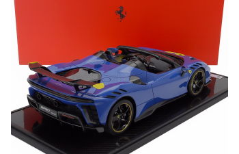 FERRARI Sf90 Xx Stradale Spider (2024) - Con Vetrina - With Showcase, Azzurro Dino - Blue Black Yellow