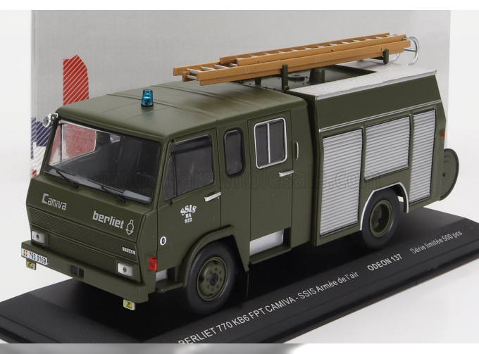 BERLIET 770 Kb6 Tanker Truck Fpt Camiva Ssis Armee De L'air Sapeurs Pompiers (1974), Military Green