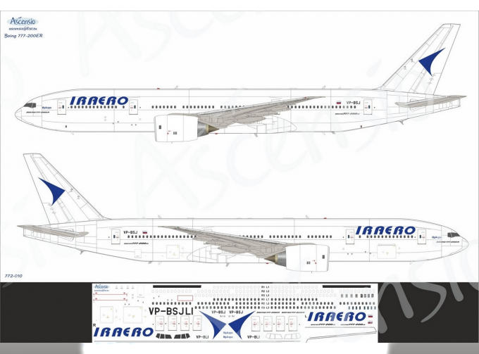 Декаль на самолёт Boeing 777-200 (ИрАэро)