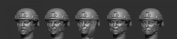 Женские головы в шлемах (№2)
