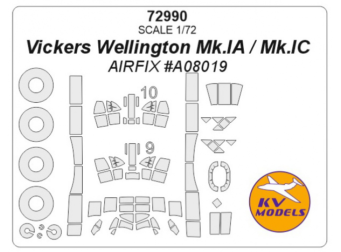 Маски окрасочные Vickers Wellington Mk.IA/Mk.IC(AIRFIX#A08019)+ маски на диски и колеса